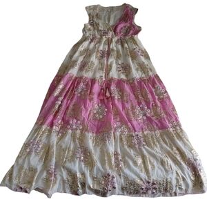 Ananta Maxi Dress Metallic Cotton Sleeveless Womens 1X/2X